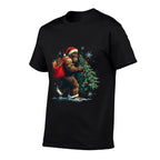Bigfoot Christmas Tree Lights Xmas Boys Men Sasquatch Lovers  Graphic-printed T-Shirt