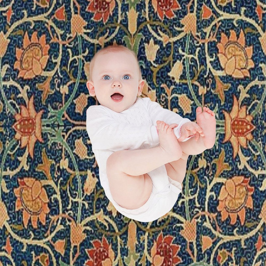 William Morris Floral Carpet Print Gift-ready Throw Blanket