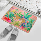 Leopard in Succulent Garden  Multi-Purpose Bath Mat