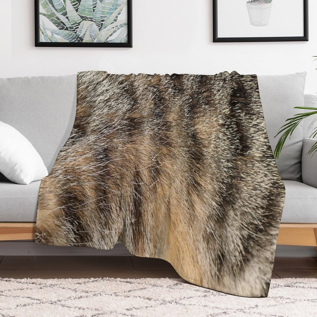 Tabby Cat Fur Multi-functional Throw Blanket
