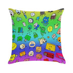 BFDI All Characters (Rainbow) Soft Washable Throw Pillow