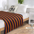 Retro Stripes Red Blue Yellow Black Pattern  Graphicly Pattern Premium Throw Blanket