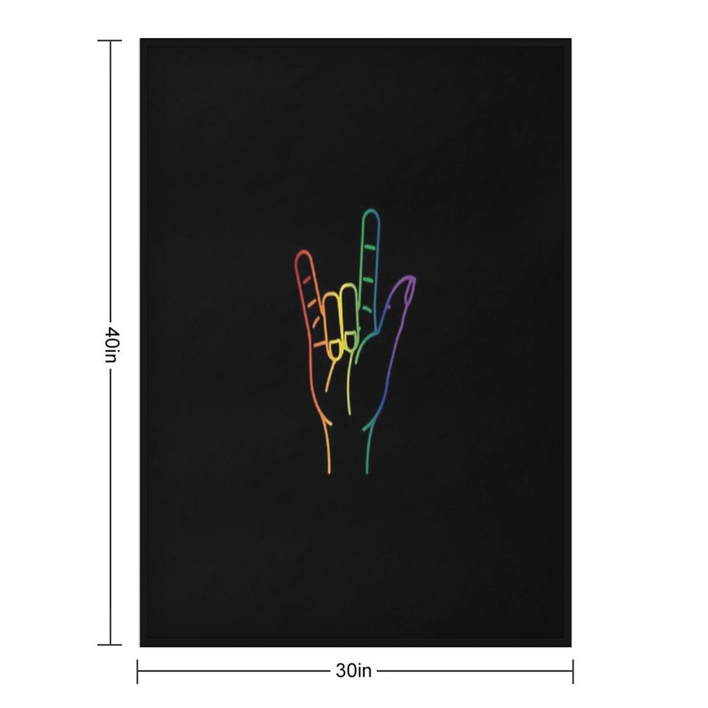 I Love You Pride ASL Multi-functional Throw Blanket