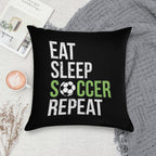 Eat Sleep Soccer Repeat Vintage Soft Skin-Friendly Throw Pillow