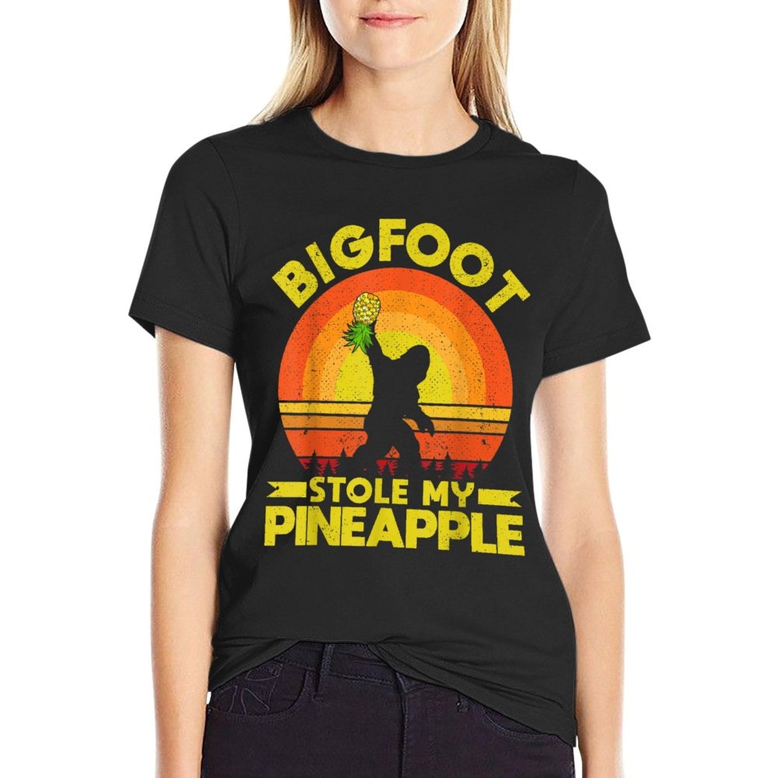 Bigfoot Stole My Pineapple Upside Down Pineapple Swinger  Relaxed-fit T-Shirt