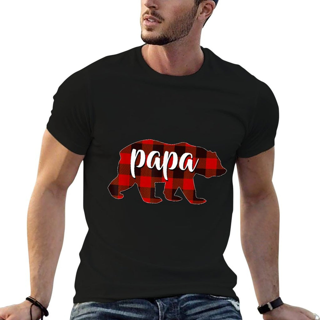 Red Plaid Papa Buffalo Matching Family Dad Pyjamas Christmas  Relaxed-fit T-Shirt
