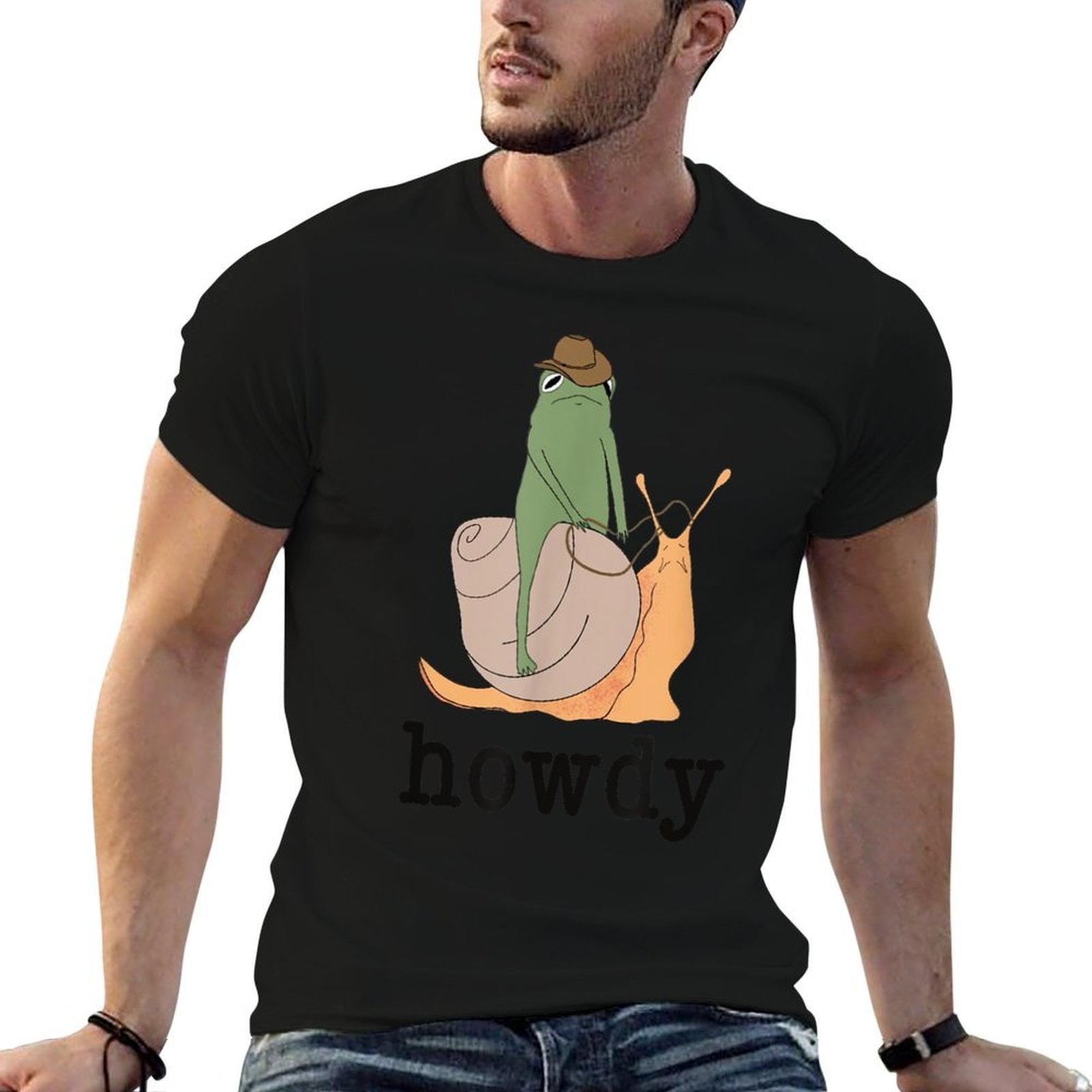 Snail Ridin Frog, Howdy Frog, Cowboy Frog Meme  Relaxed-fit T-Shirt