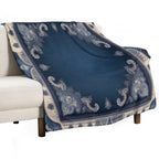 RogerPattern - Tranquil Blue Harmony A Bandana-Inspired Print Plush Throw Blanket