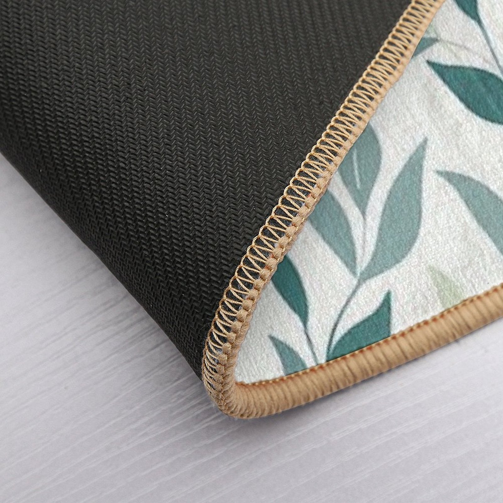 Soft Green Botanical Leaves – Minimalist Nature Pattern  Long-Lasting Bath Mat