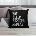 Eat Sleep Soccer Repeat Vintage Soft Skin-Friendly Throw Pillow