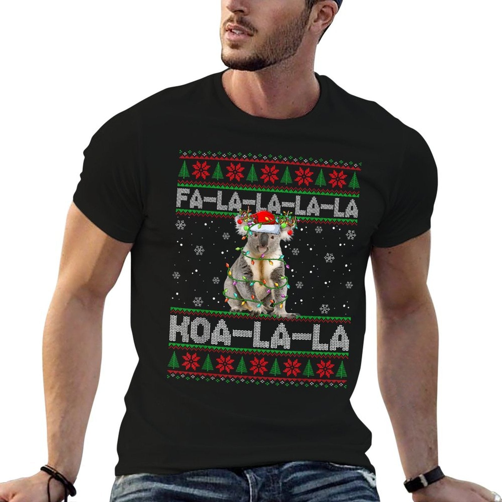 Fa La La Koa La La Koala Xmas Ugly Santa Koala Christmas  Rolled Sleeves T-Shirt