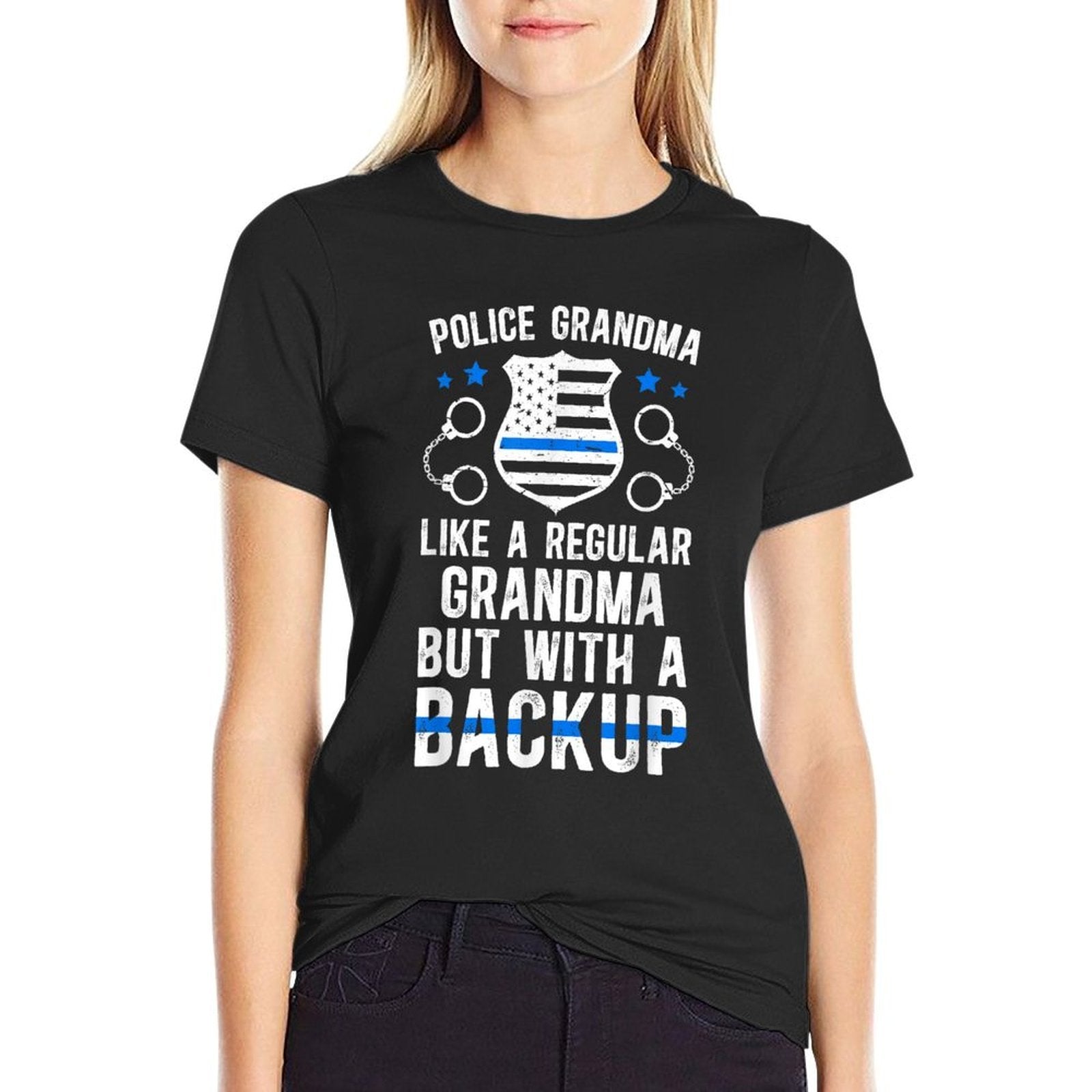 Police Grandma Proud Grandma Of A Police Officer Grandmother  Graphic-printed T-Shirt