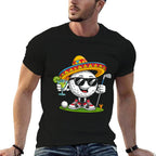 Funny Cinco De Mayo Golf Ball With Sombrero Margarita Golfer  Ribbed Collar T-Shirt