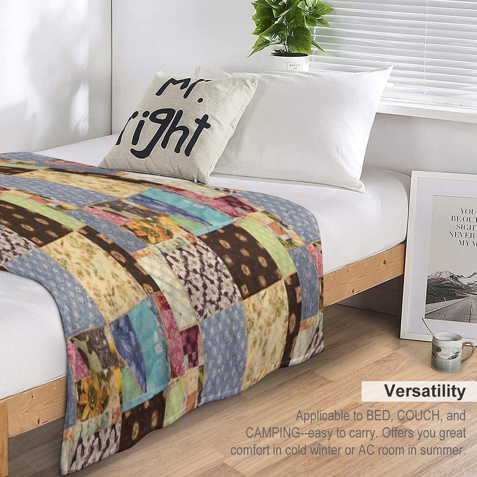 Vintage Home Made Patchwork With Diverse Patterns Sustainable Throw Blanket
