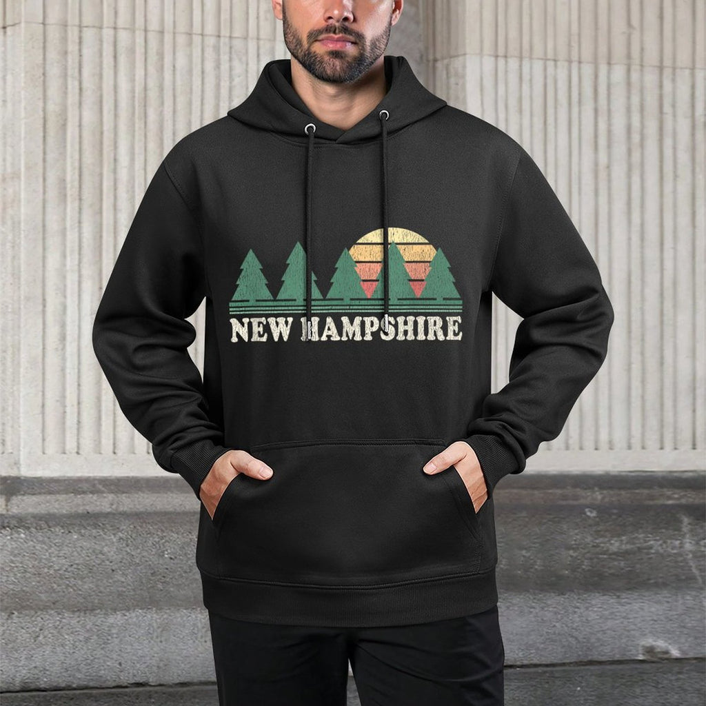 New Hampshire NH Vintage Retro 70s Graphic Durable Construction Hoodie