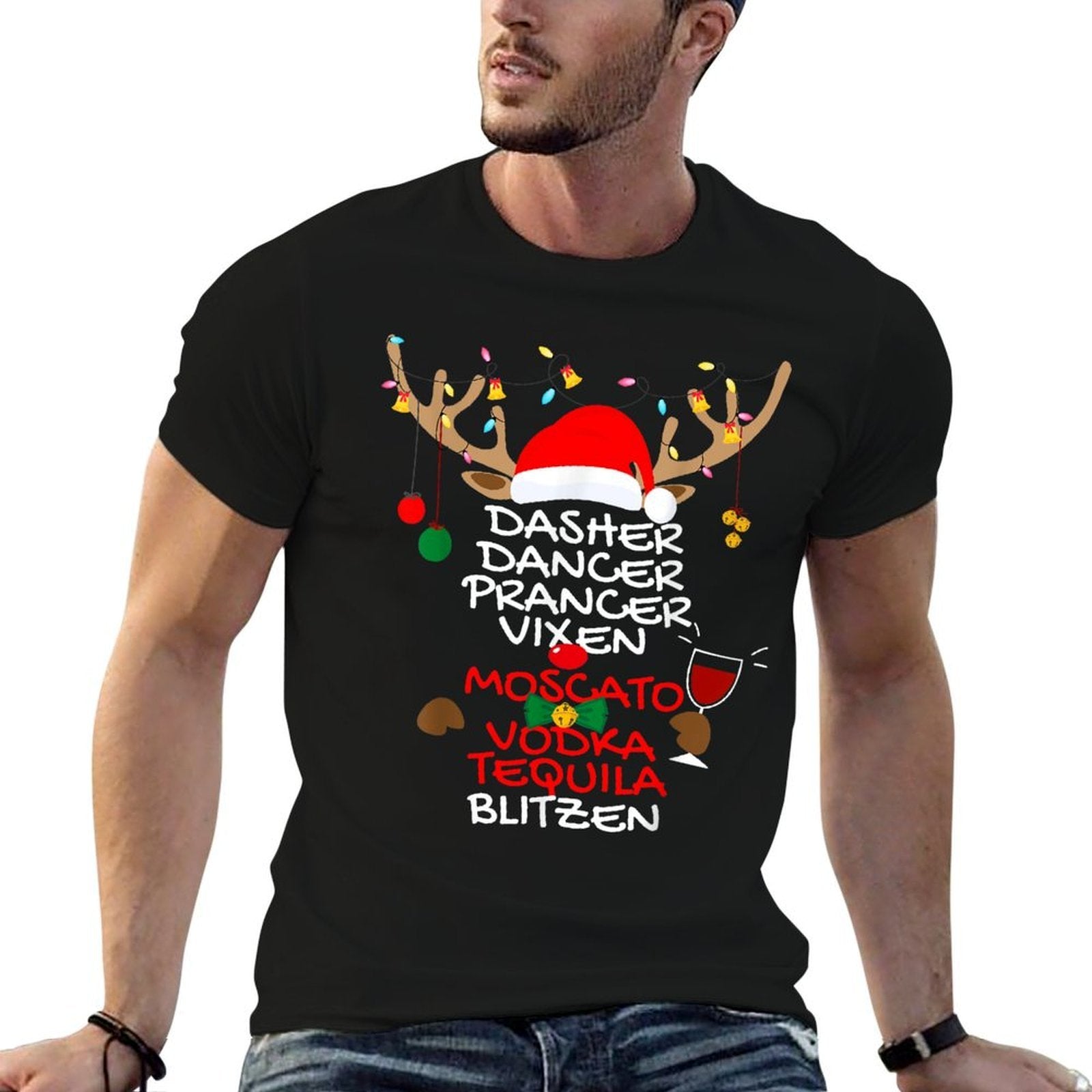 Dasher Dancer Prancer Vixen Moscato Vodka Tequila Blitzen  Breathable T-Shirt
