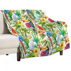 Tropical Parrot, Cockatoo And Toucan Rainforest Durable Throw Blanket