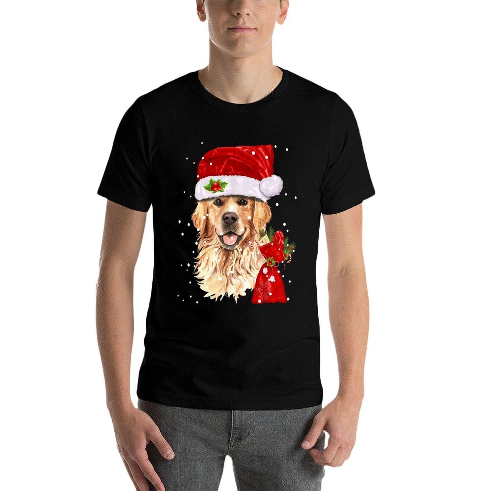Golden Retriever T Dog Christmas Light Holiday Party  Vintage-inspired T-Shirt