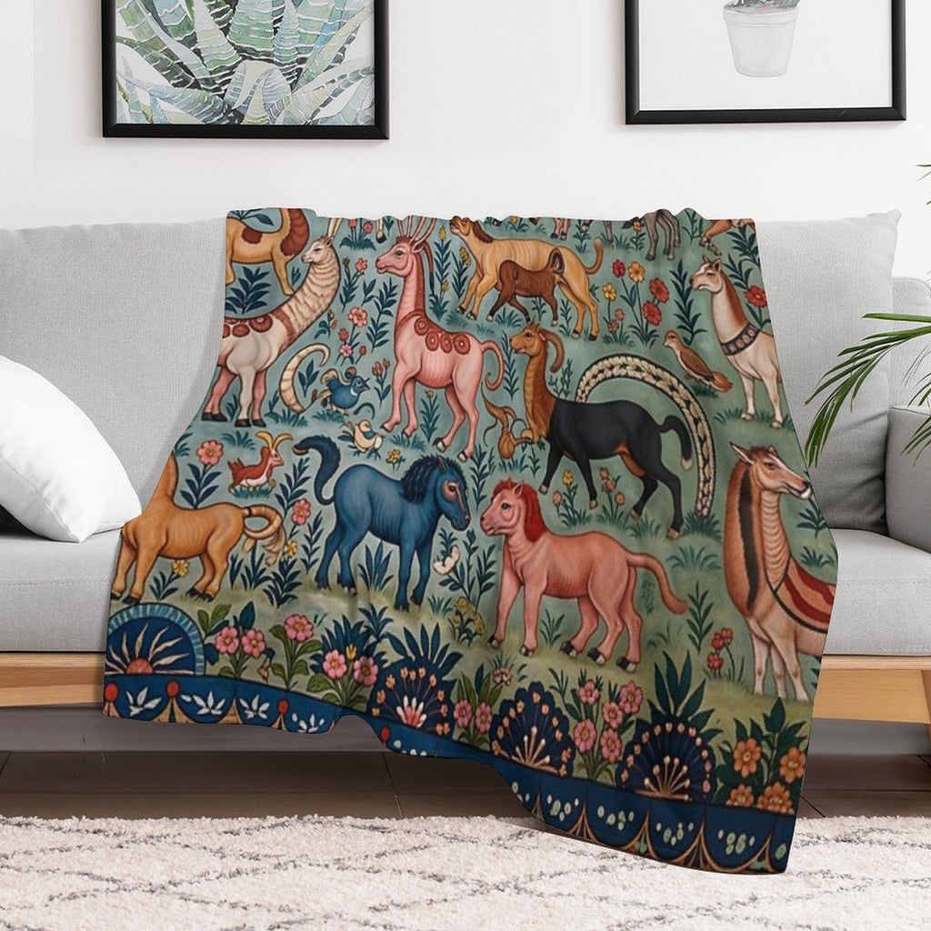 Whimsical Beastly Animals Wrinkle-free Throw Blanket