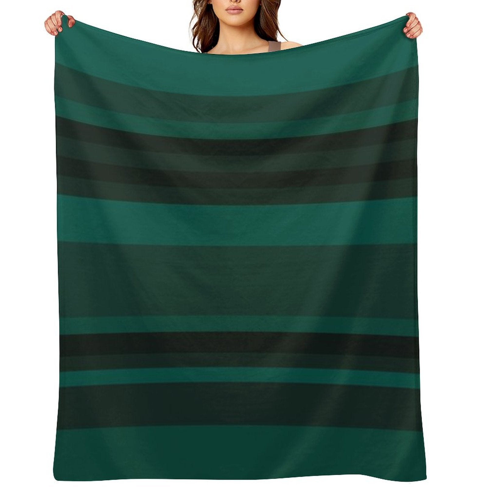 Glorious Green Stripes Lightweight Throw Blanket