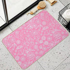 Floral Geometric Outlines on Pink  Dirt-Trapping Bath Mat