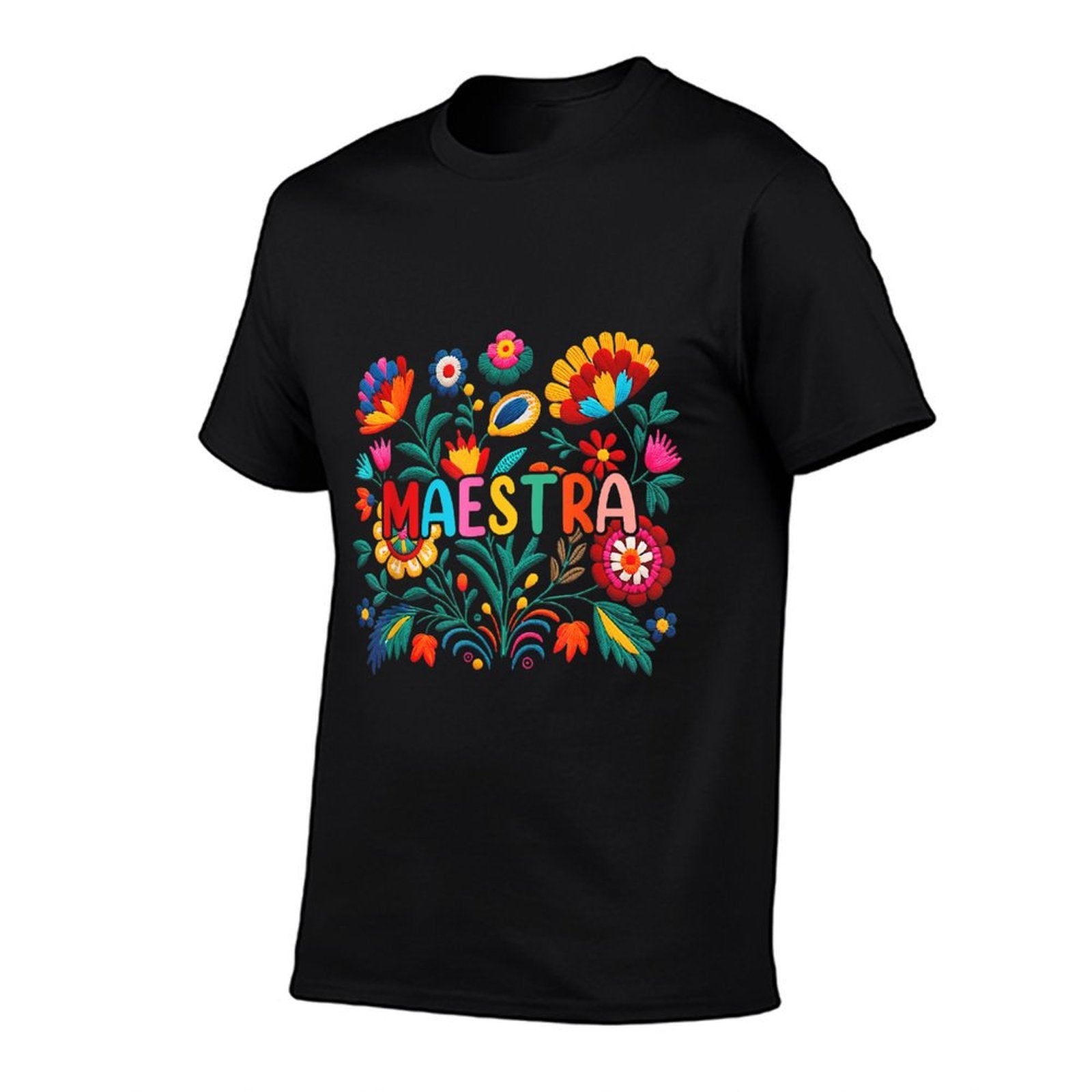 Maestra Flowers Spanish Teacher Cinco De Mayo Funny  Polyester Blend T-Shirt