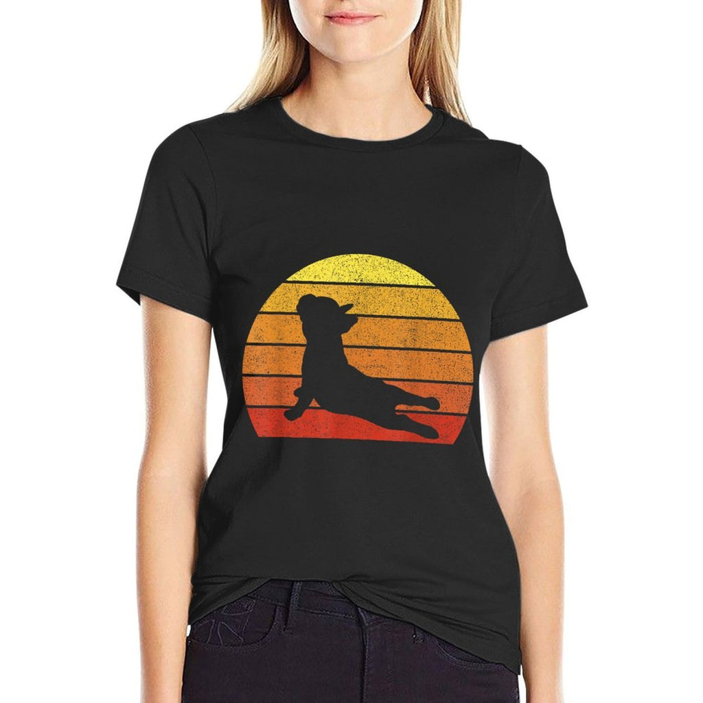 Retro Vintage French Bulldog Yoga Funny French Bulldog  Oversized Silhouette T-Shirt