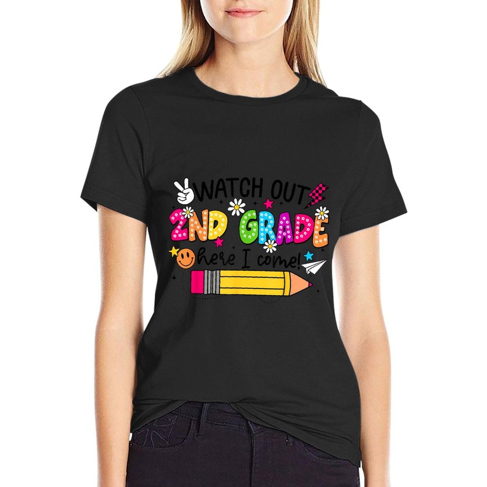 Watch Out Second Grade Here I Come 2nd Grade Back To School  Heathered Texture T-Shirt