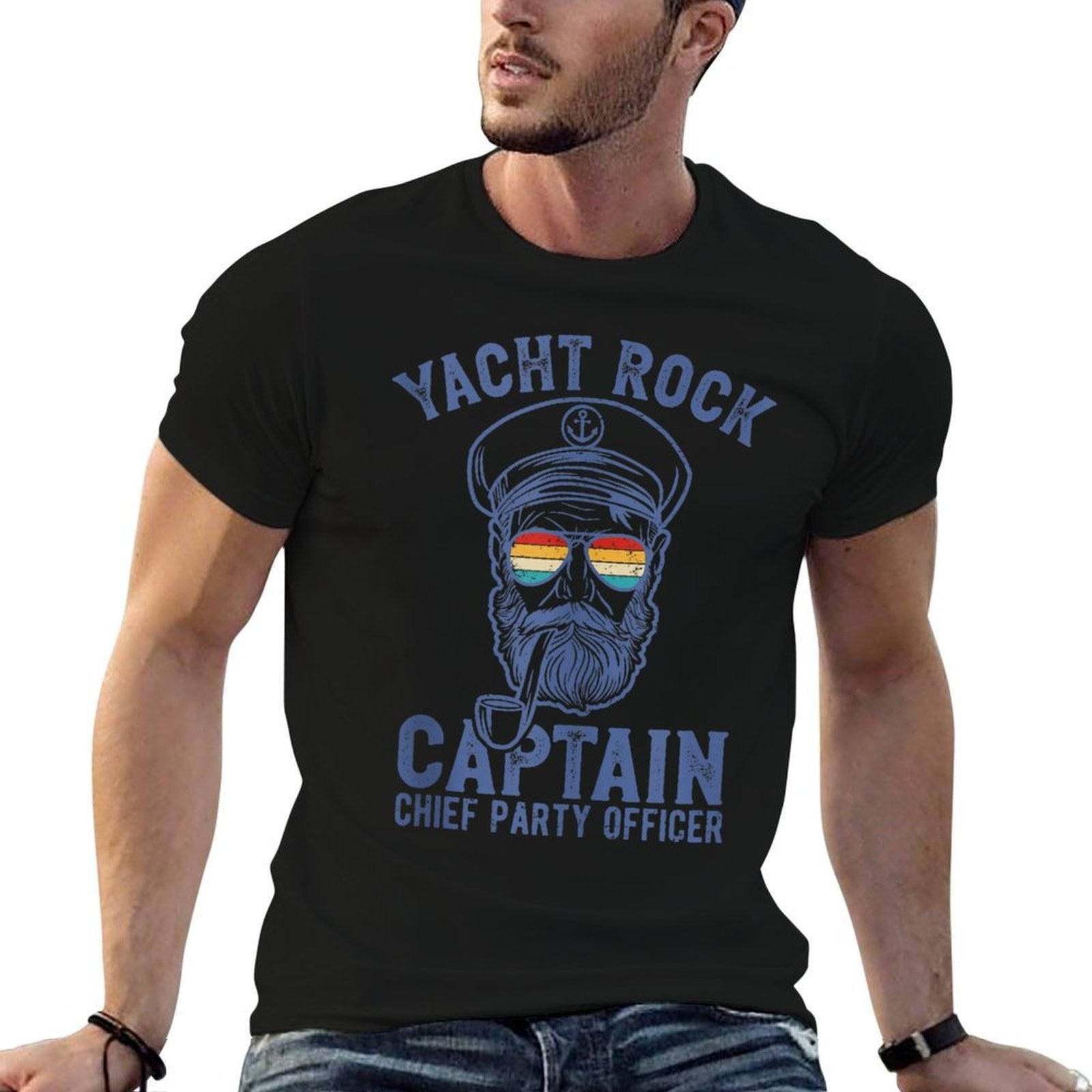 Yacht Rock Captain Pontoon Boat Party Sailor Boating  Slim-fit Cut T-Shirt