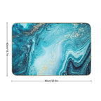 Blue & Gold Ocean Tides Abstract Art  Easy To Clean Bath Mat