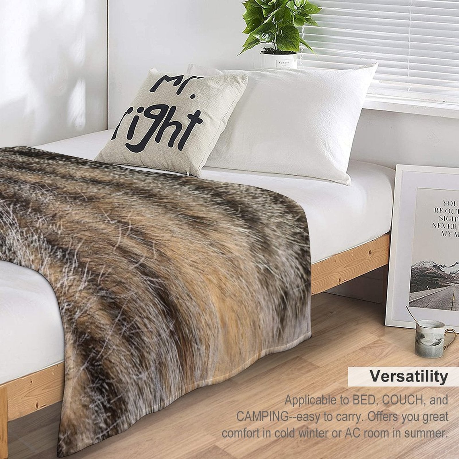 Tabby Cat Fur Multi-functional Throw Blanket