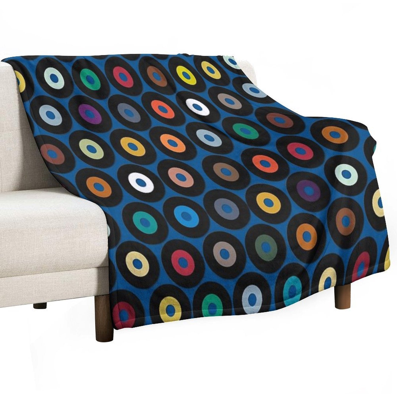 VINYL Blue Easy Care Throw Blanket