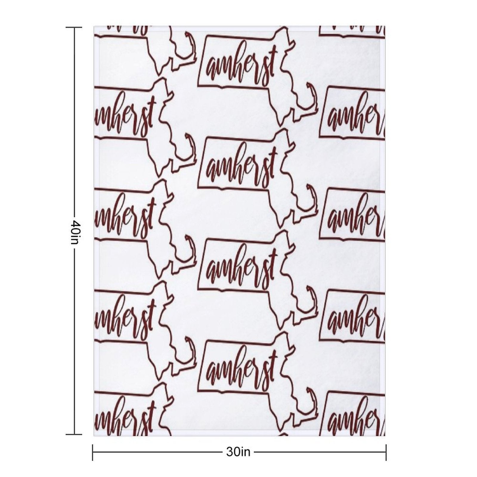 Amherst MA Outline All-season Throw Blanket