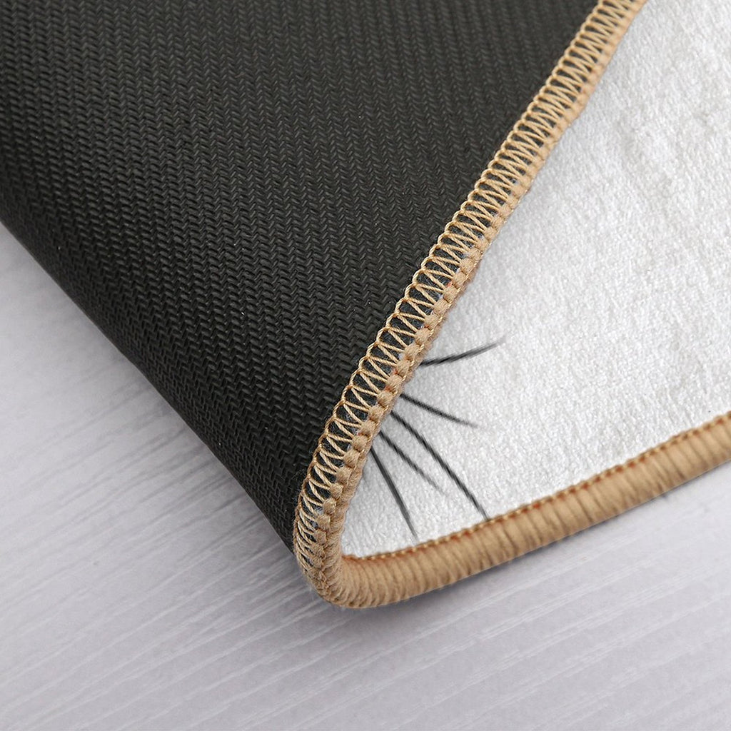 Black Cat Peeking Around The Corner Silhouette  Long-Lasting Bath Mat