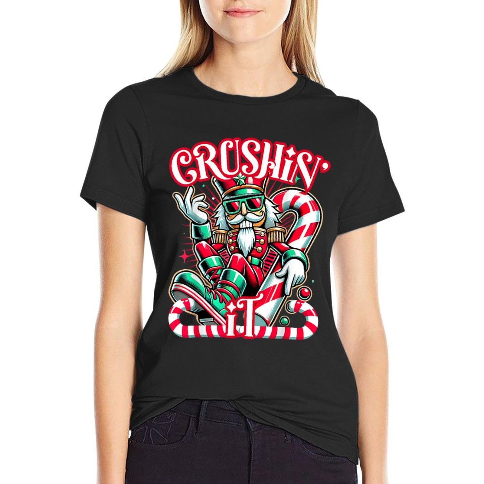 Crushin It Nutcracker Xmas Funny Christmas Men Women Kids  Trendy Pattern T-Shirt