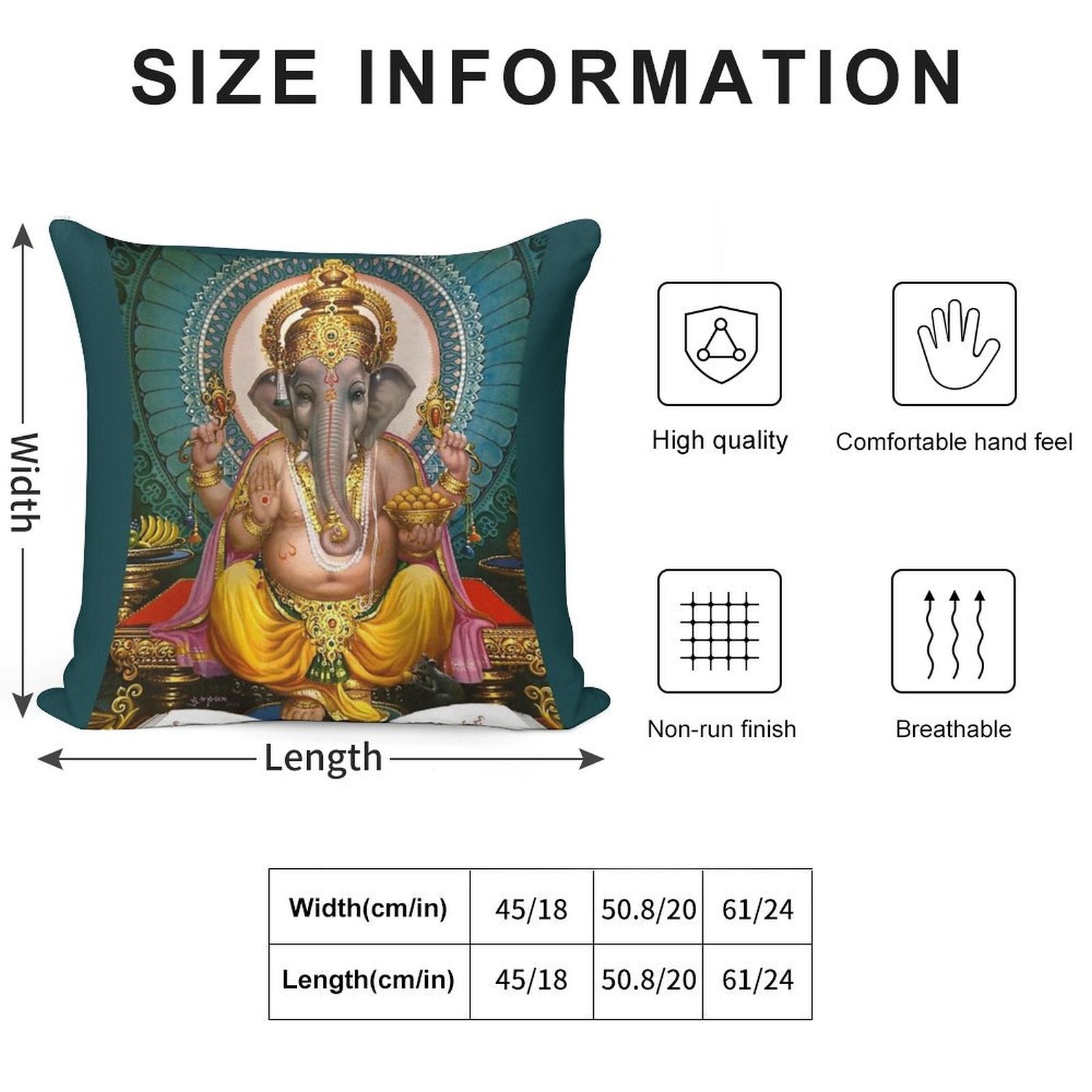 Lord Ganesha Indian Hindu Oriental Art Spiritual Soft Ultra-Soft Texture Throw Pillow