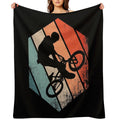 Cool Retro BMX Rider Doing Freestyle Gift-ready Throw Blanket