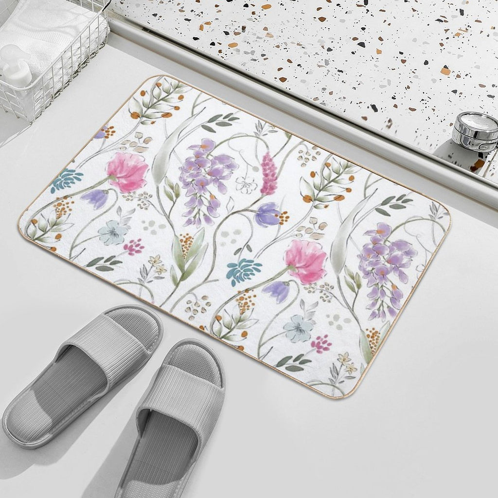 Colorful Flowers And Leaves  Odorless Bath Mat