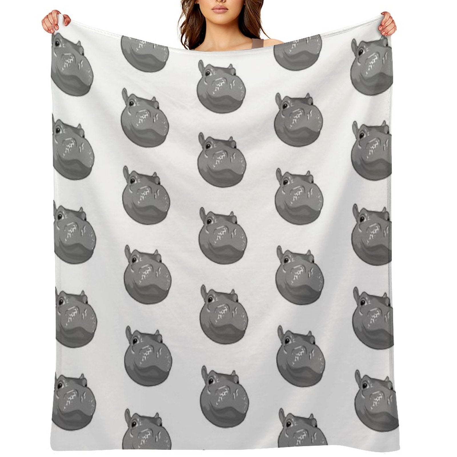 Hippo  Fiona  Cincinnati Zoo (white) Plush Throw Blanket