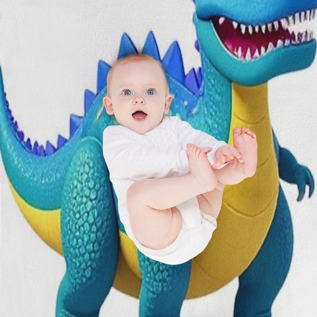 Smiling Dinosaur Cartoon Character Easy Care Throw Blanket
