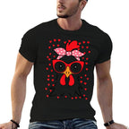 Cute Women Girl Chicken With Bandana Headband And Glasses  Stretchy T-Shirt