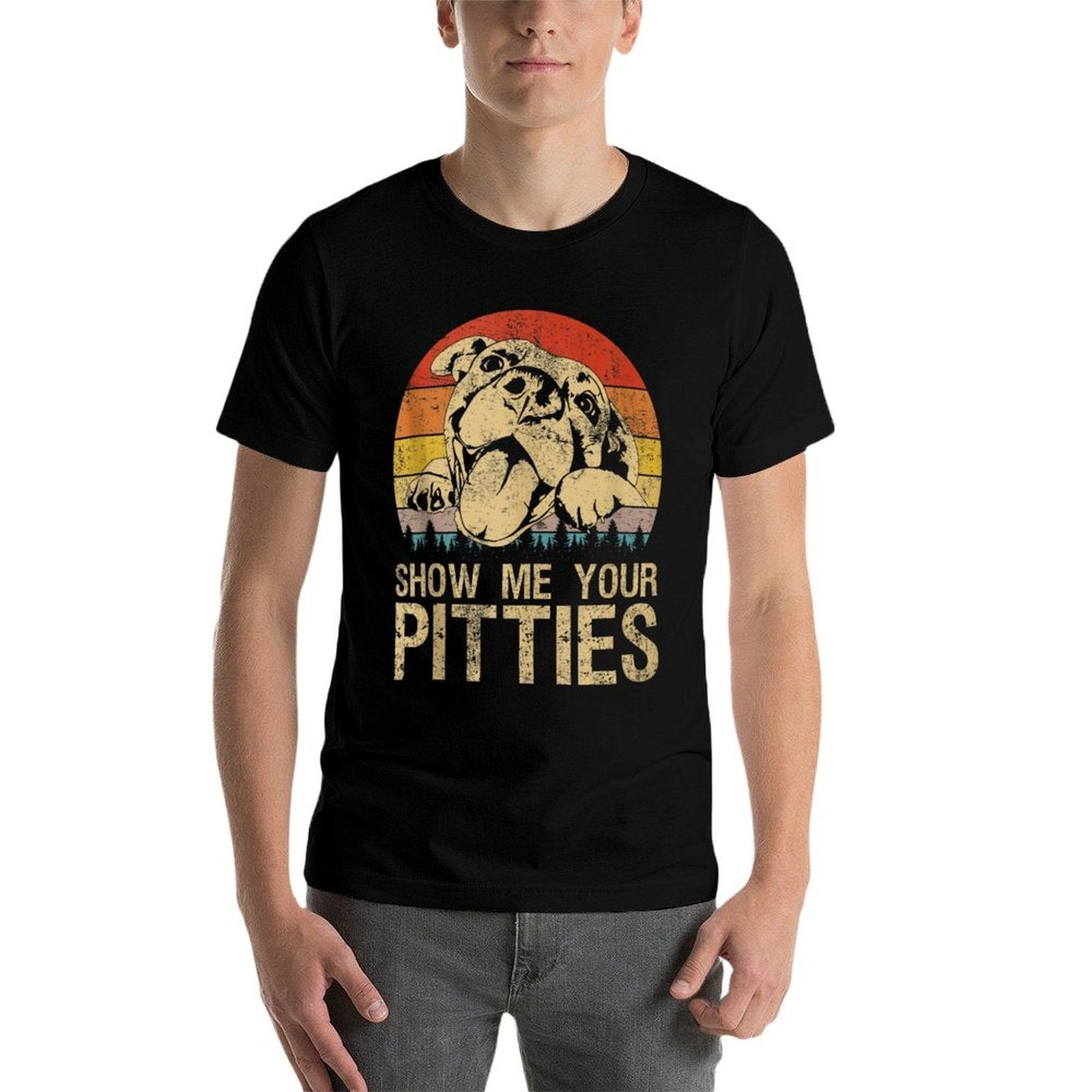 Show Me Your Pitties Funny Pitbull Dog Lovers Retro Vintage  Moisture-wicking T-Shirt