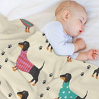 Dachshund, Dackel - Seamless Pattern Lightweight Throw Blanket