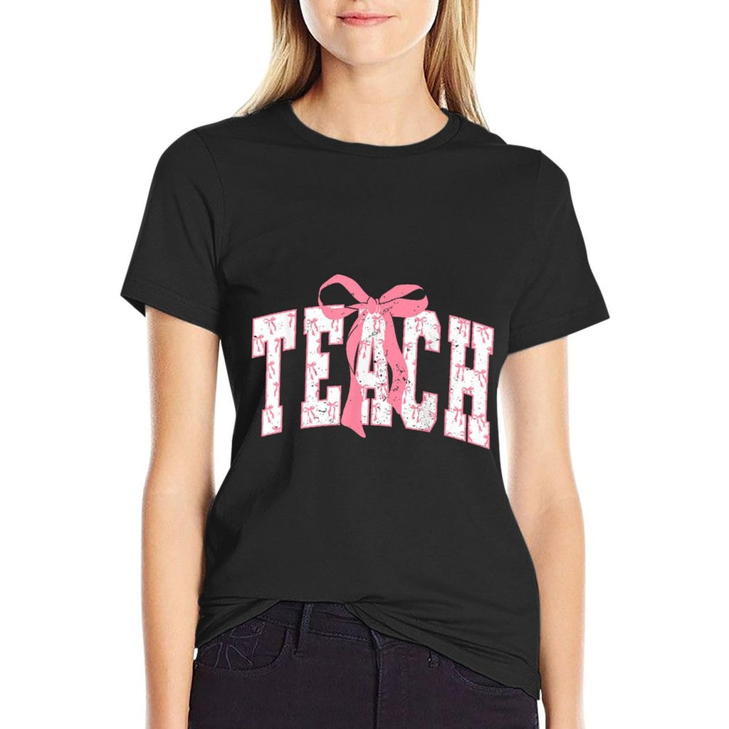 Teach Coquette Bow Teacher Happy First Day Back To School  Durable T-Shirt