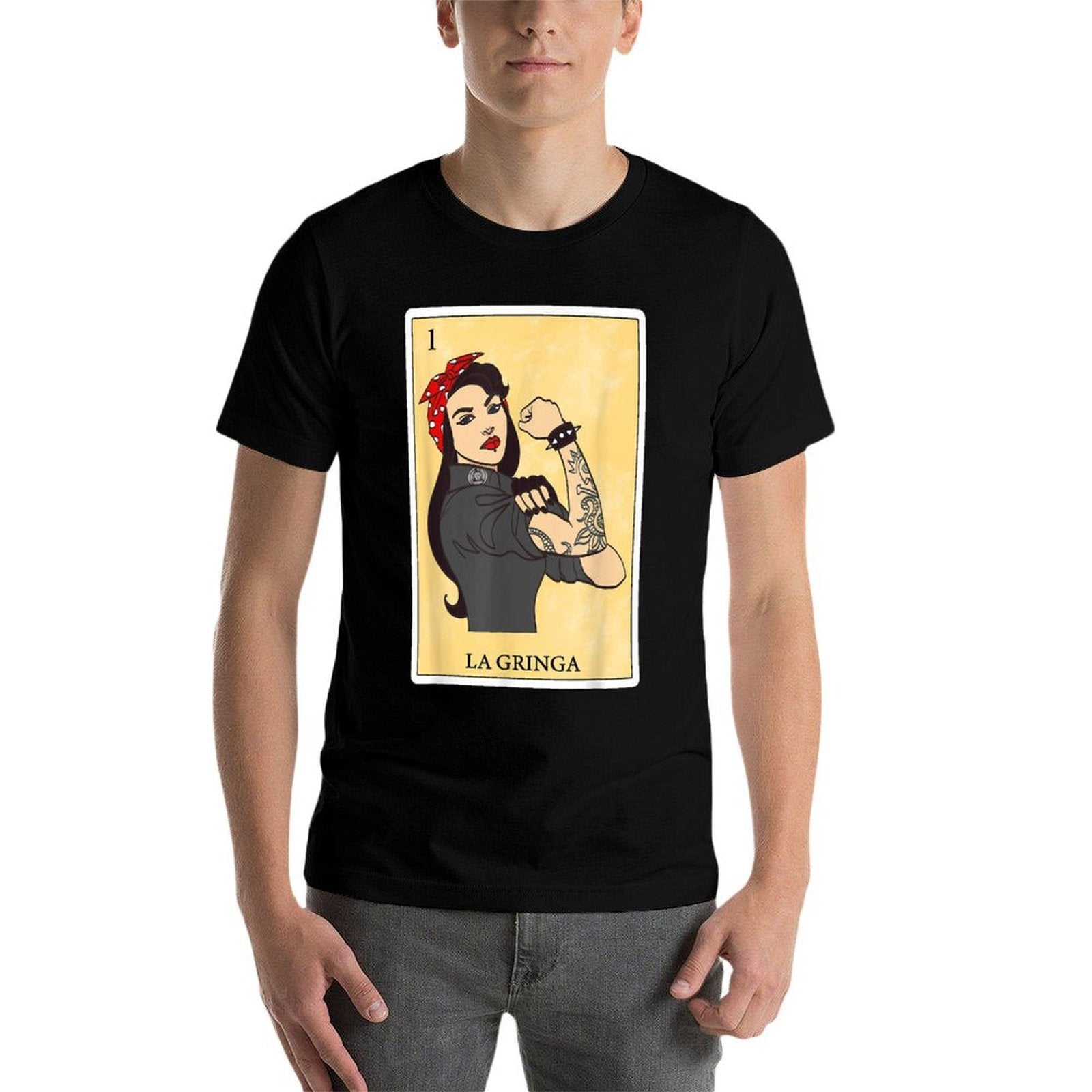 Funny Spanish-Mexican Bingo Gifts for La Gringa - La Gringa  Summer-ready Fabric T-Shirt