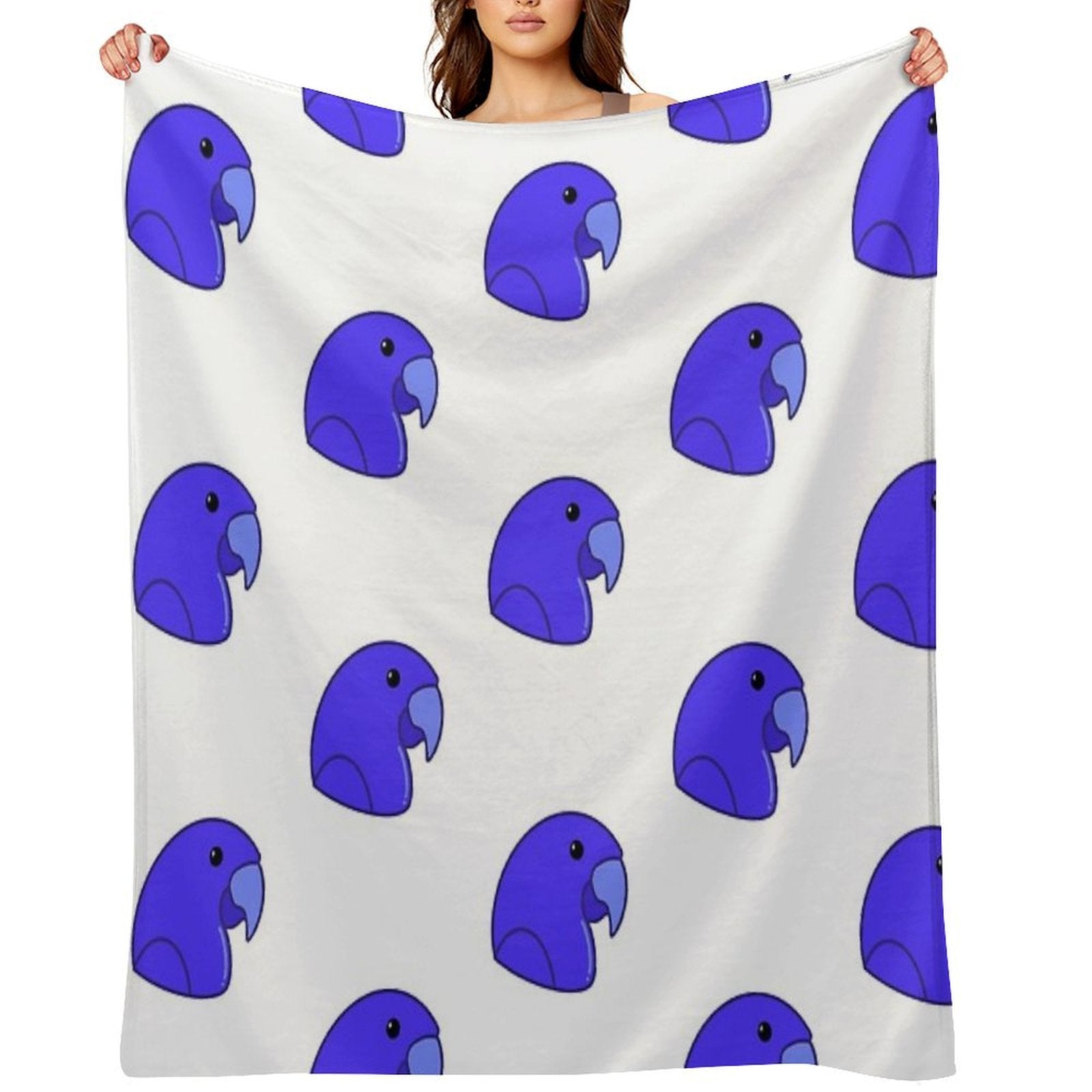 Blueberry As A Macaw (Head View) Shrink-resistant Throw Blanket