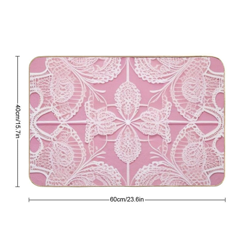 Pink Lace  Easy Maintenance Bath Mat
