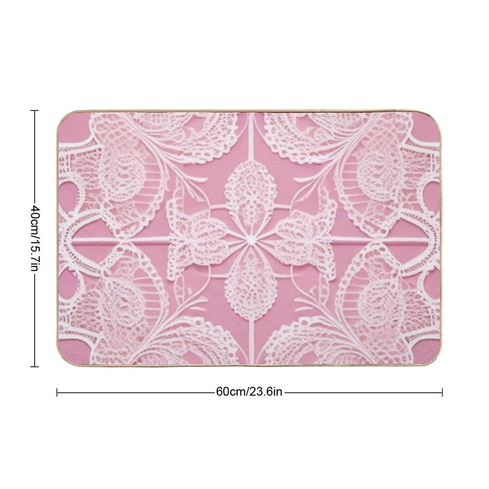 Pink Lace  Easy Maintenance Bath Mat