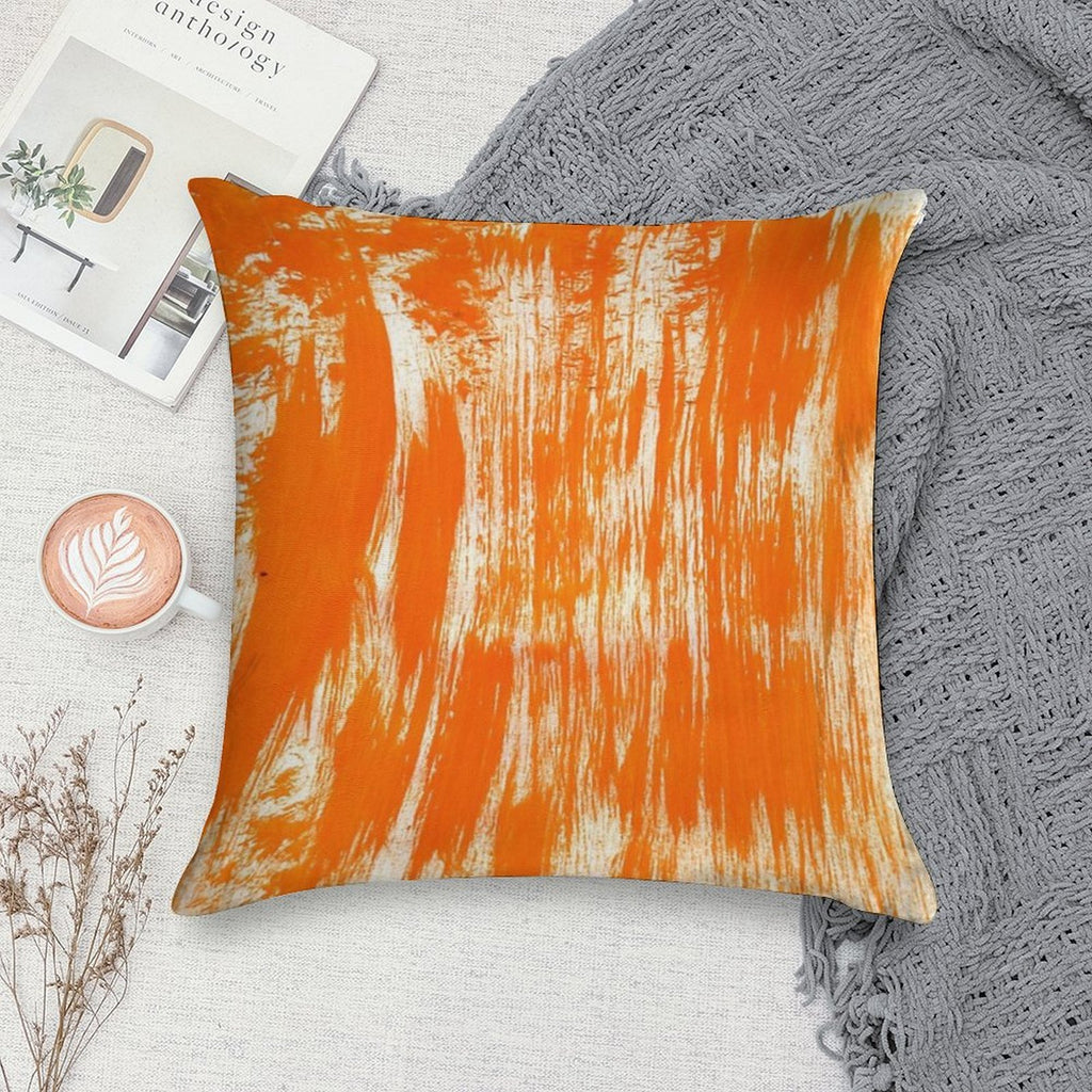Orange Paint Brush Soft High-Density Material Throw Pillow