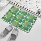 Fairy Tale Monstera Leaves in Shades of Green  Long-Lasting Bath Mat